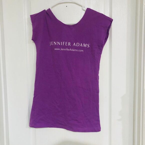 Jennifer Adams T-Shirt Women's Spellout Cap Sleeve Tee Top Purple Size Medium - Picture 4 of 5